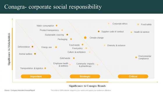 Conagra Corporate Social Responsibility Convenience Food Industry Report Ppt Mockup