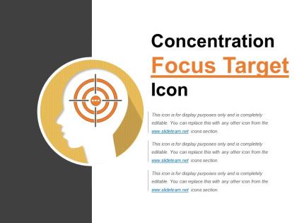 Concentration focus target icon powerpoint topics