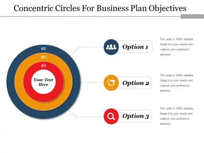 Concentric circles for business plan objectives ppt model