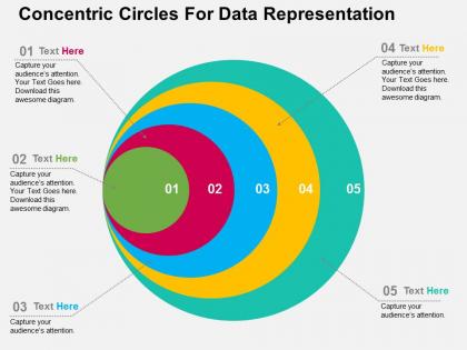 Concentric circles for data representation flat powerpoint design