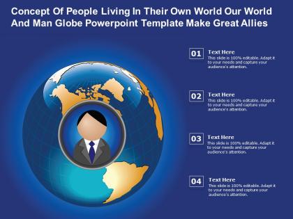 Concept of people living in their own world our world and man globe template make great allies