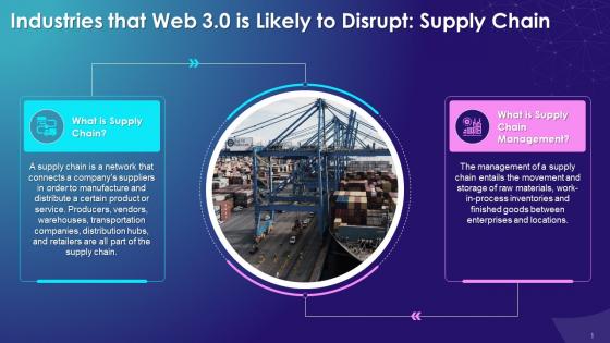 Concept Of Supply Chain As A Part Of Industries Disrupted By Web 3 0 Training Ppt