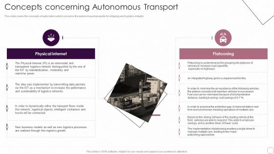 Concepts Concerning Autonomous Transport Logistics Automation Systems