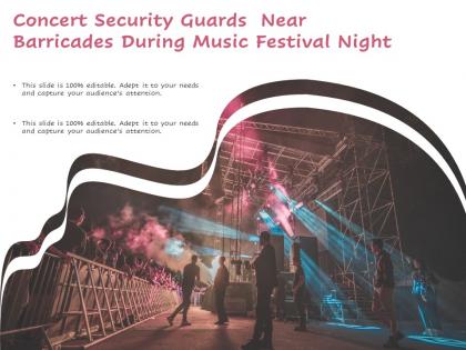 Concert security guards near barricades during music festival night
