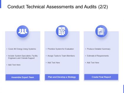 Conduct technical assessments and audits team members ppt powerpoint slides