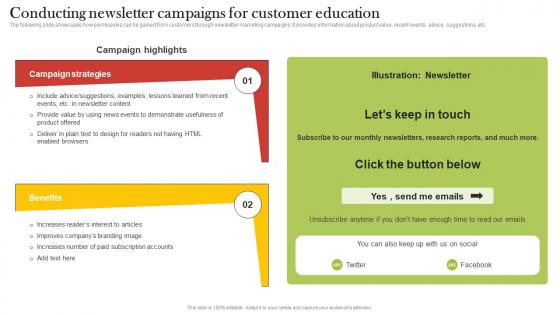 Conducting Newsletter Campaigns For Customer Education Increasing Customer Opt MKT SS V