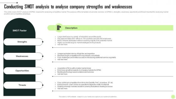 Conducting SWOT Analysis To Analyse KPMG Operational And Marketing Strategy SS V