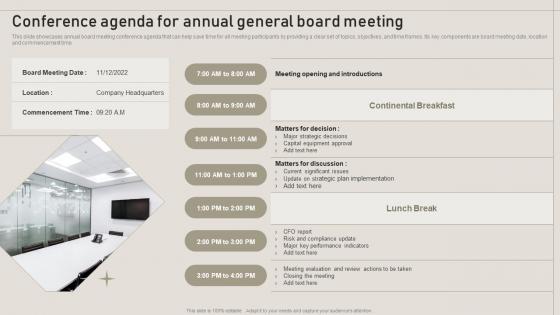 Conference Agenda For Annual General Board Meeting