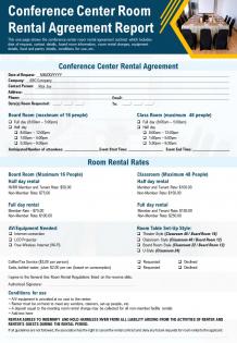 Conference center room rental agreement report presentation report ppt pdf document