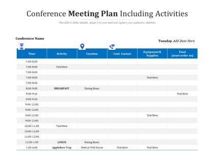 Conference meeting plan including activities