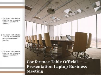 Conference table official presentation laptop business meeting