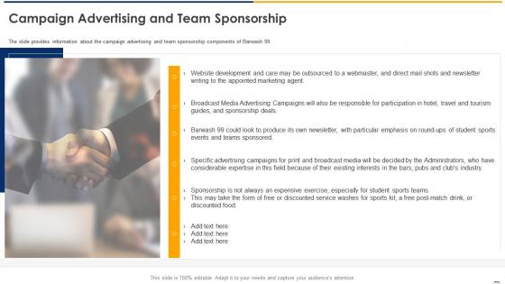 Confidential information memorandum campaign advertising and team sponsorship