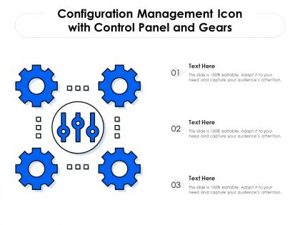 Configuration management icon with control panel and gears
