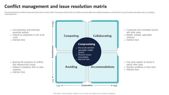 Conflict Management And Issue Resolution Matrix