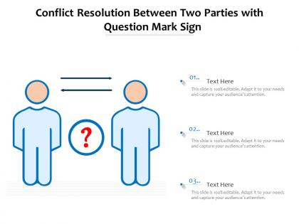 Conflict resolution between two parties with question mark sign