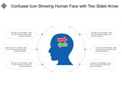 Confused icon showing human face with two sided arrow