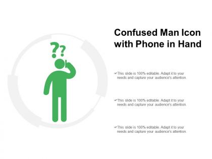 Confused man icon with phone in hand