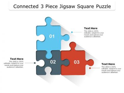 Connected 3 piece jigsaw square puzzle