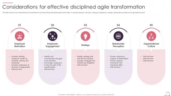 Considerations For Effective Disciplined Agile Transformation