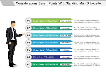 Considerations seven points with standing man silhouette