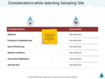 Considerations while selecting sampling site objective m1332 ppt powerpoint presentation portfolio