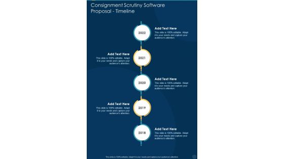 Consignment Scrutiny Software Proposal Timeline One Pager Sample Example Document