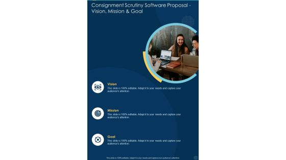 Consignment Scrutiny Software Proposal Vision Mission And Goal One Pager Sample Example Document