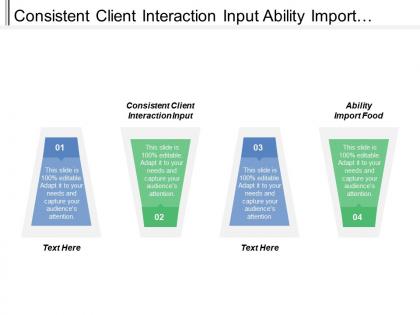 Consistent client interaction input ability import food able substitute