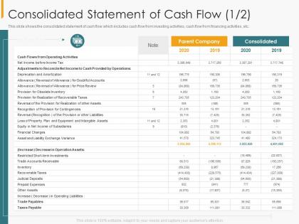 Consolidated statement of cash flow tax financial internal controls and audit solutions