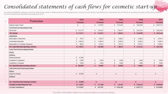Consolidated Statements Of Cash Flows Cosmetic Industry Business Plan BP SS