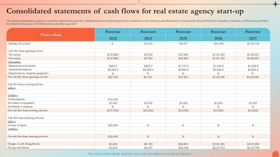 Consolidated Statements Of Cash Flows For Real Estate Agency BP SS