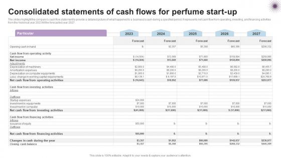 Consolidated Statements Of Cash Luxury Perfume Business Plan BP SS