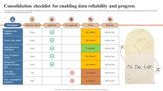 Consolidation Checklist For Enabling Data Reliability And Progress