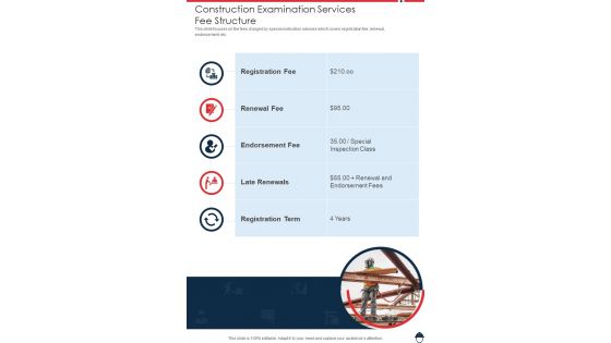 Construction Examination Services Fee Structure One Pager Sample Example Document