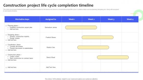 Construction Project Life Cycle Completion Timeline