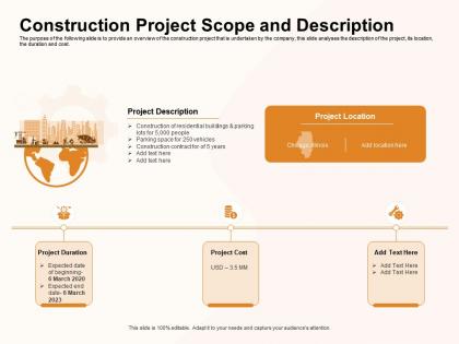 Construction project scope and description chicago ppt powerpoint presentation portfolio infographics