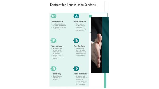 Construction Proposal Template Contract For Construction Services One Pager Sample Example Document