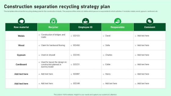 Construction Separation Recycling Strategy Plan