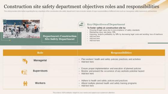 Construction Site Safety Department Objectives Enhancing Safety Of Civil Construction Site