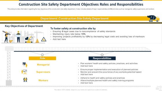 Construction Site Safety Department Objectives Roles And Responsibilities Safety Program For Construction Site
