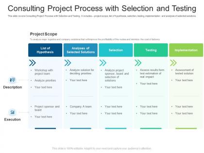 Consulting project process with selection and testing