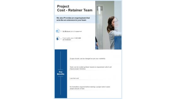 Consulting Proposal Project Cost Retainer Team One Pager Sample Example Document