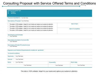 Consulting proposal with service offered terms and conditions