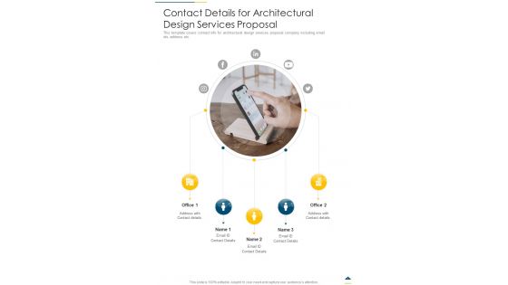 Contact Details For Architectural Design Services Proposal One Pager Sample Example Document