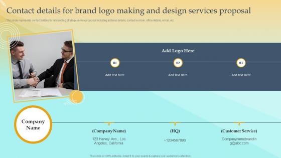 Contact Details For Brand Logo Making And Design Services Proposal