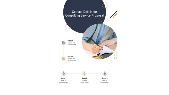 Contact Details For Consulting Service Proposal One Pager Sample Example Document