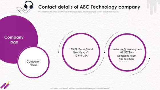 Contact Details Of ABC Technology Company Wearable Technology Fundraising Pitch Deck