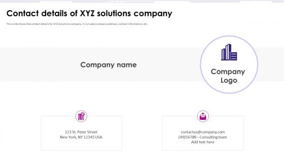 Contact Details Of Xyz Solutions Company Game Development Fundraising Pitch Deck