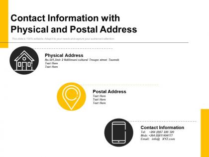 Contact information with physical and postal address