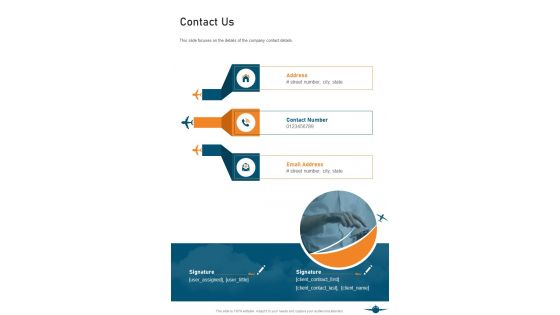 Contact Us Aircraft Maintenance Services Proposal One Pager Sample Example Document